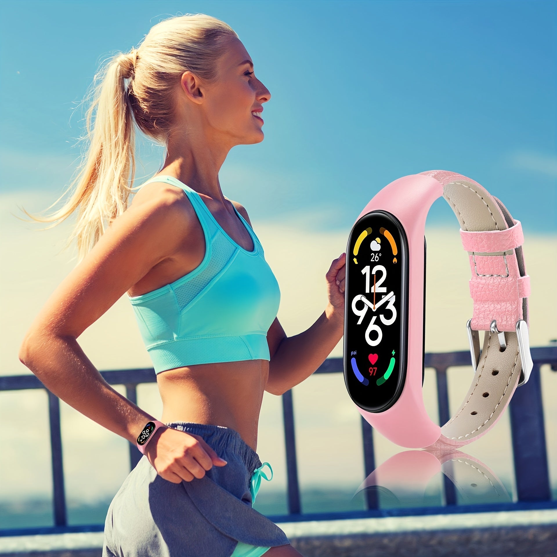 Smartwatch Strap for Xiaomi Mi Band 3 4 5 6 7 Synthetic Leather Adjustable Buckle Black Brown White