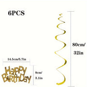 6pcs Gold Spiral Hanging Decorations for Parties and Celebrations