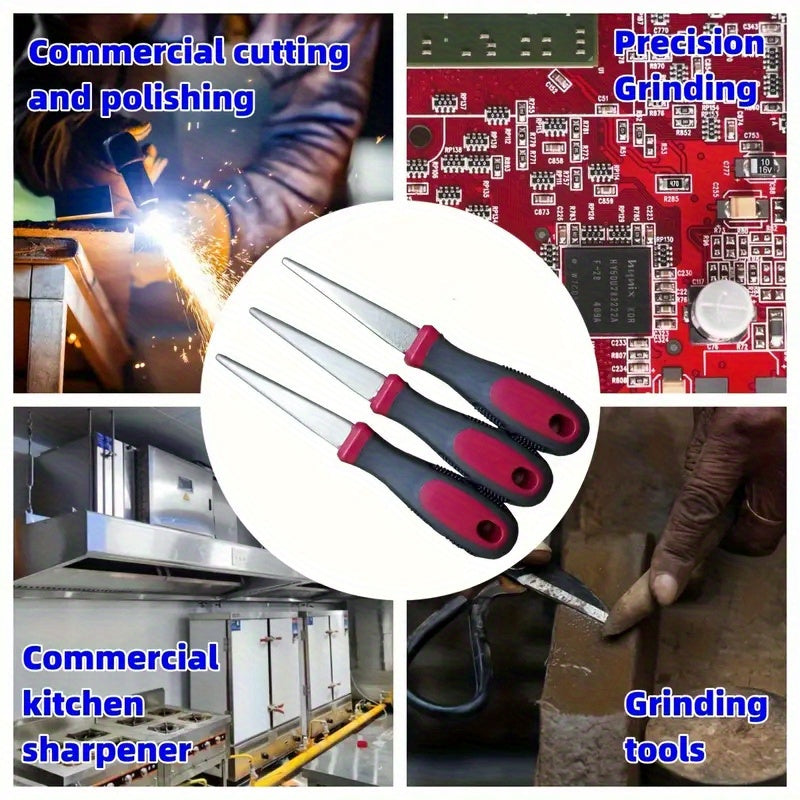 Olmos pichoqni shimgich va maydalash toshi fayli 2-in-1 ergonomik tutqich bilan