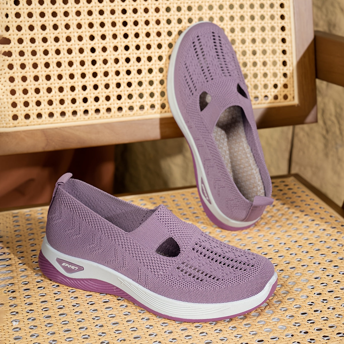 Women's Breathable Soft-Soled Casual Shoes with Elastic Openings