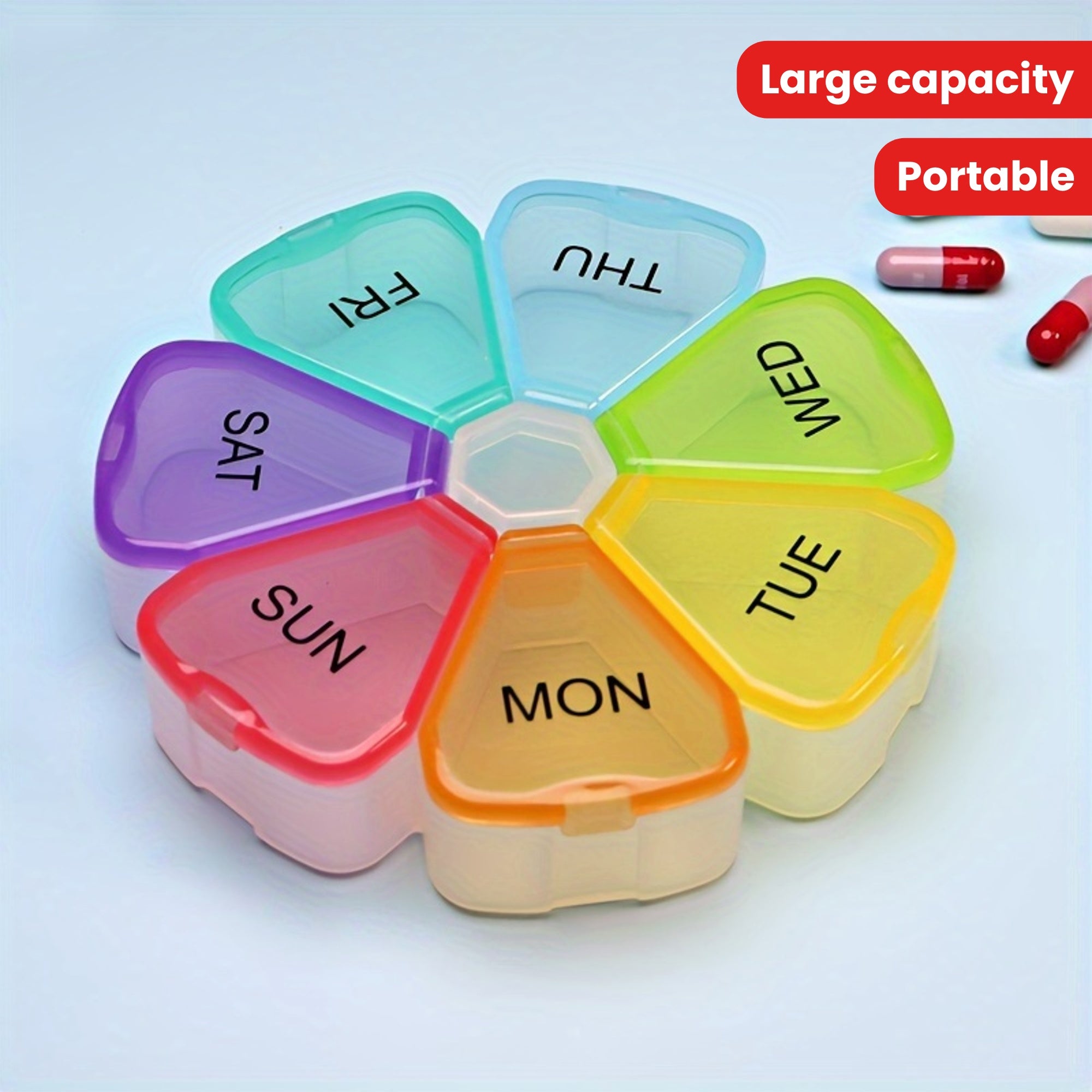 Large Capacity Weekly Pill Organizer Box with Daily Compartments BPA Free