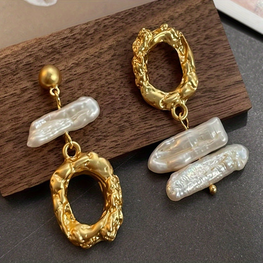 Boho uslubidagi yangi suv barokko marvaridli quloq uzuklari, tabiiy oq Biwa marvaridi bilan, dekabr tug'ilgan toshi uchun mukammal, bohem uslubidagi bayram modasi, qoplamasiz, har kuni kiyish uchun yoki Sevishganlar kuni sovg'asi sifatida ajoyib.