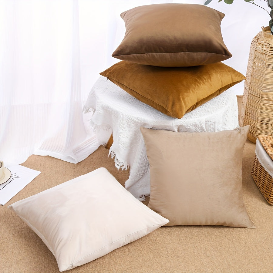 Velvet Pillow Covers with Zipper Closure Machine Washable 100% Polyester for Sofa Bed Car Decor