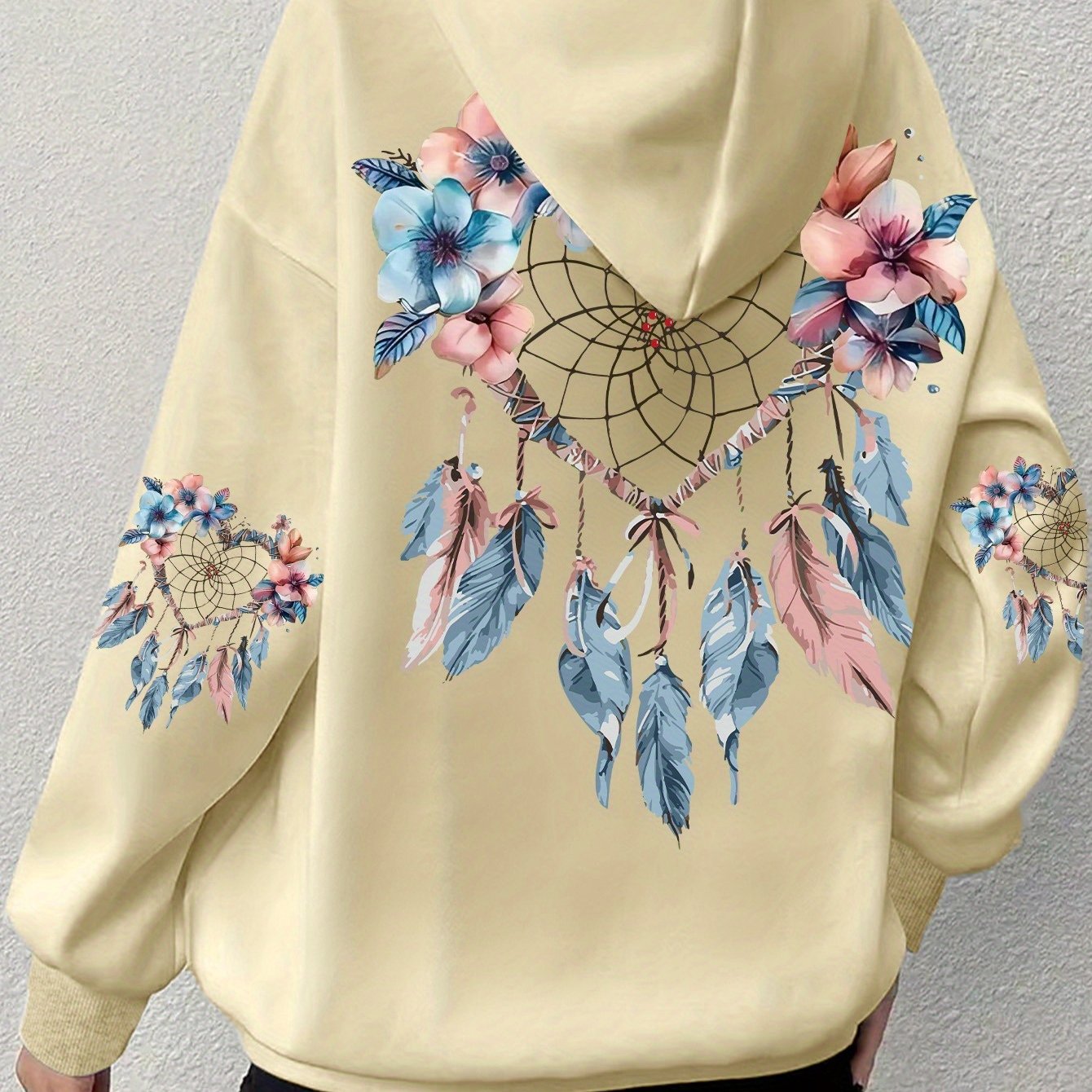 Women's Plus Size Dreamcatcher Hoodie Cozy Long Sleeve Pullover with Pockets