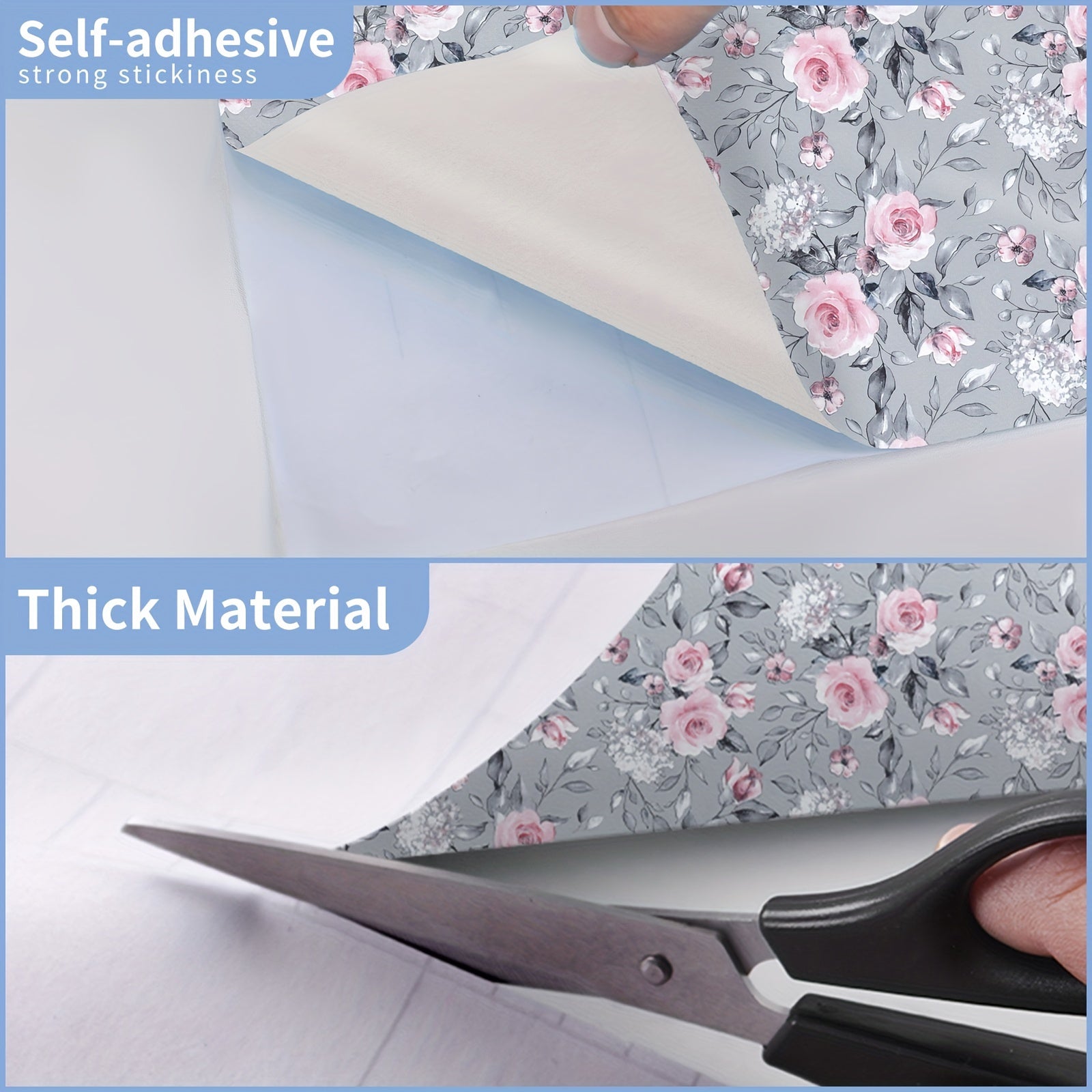 Pink Floral Self-Adhesive Wallpaper for Walls and Furniture 1 Roll