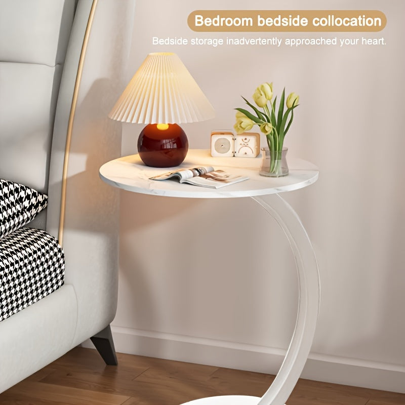 Circular Metal Coffee Table with Rustic Wood Top for Living Room and Bedroom