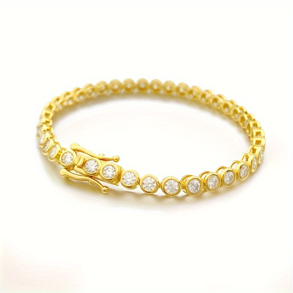 Silver Hip Hop Bezel Tennis Chain Bracelet with Moissanite Stones 2mm