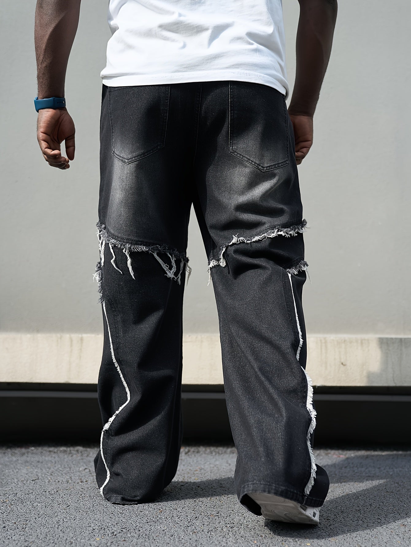 Men's Wide Leg Denim Jeans Casual Chic Plus Size Spring Fall