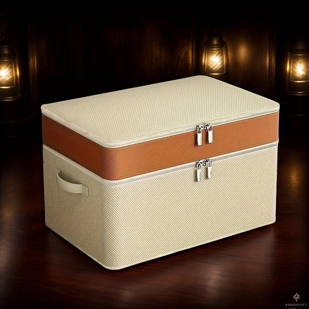 Large Capacity Rectangular Clothes Organizer Beige Non Woven Fabric Stackable Storage Bin