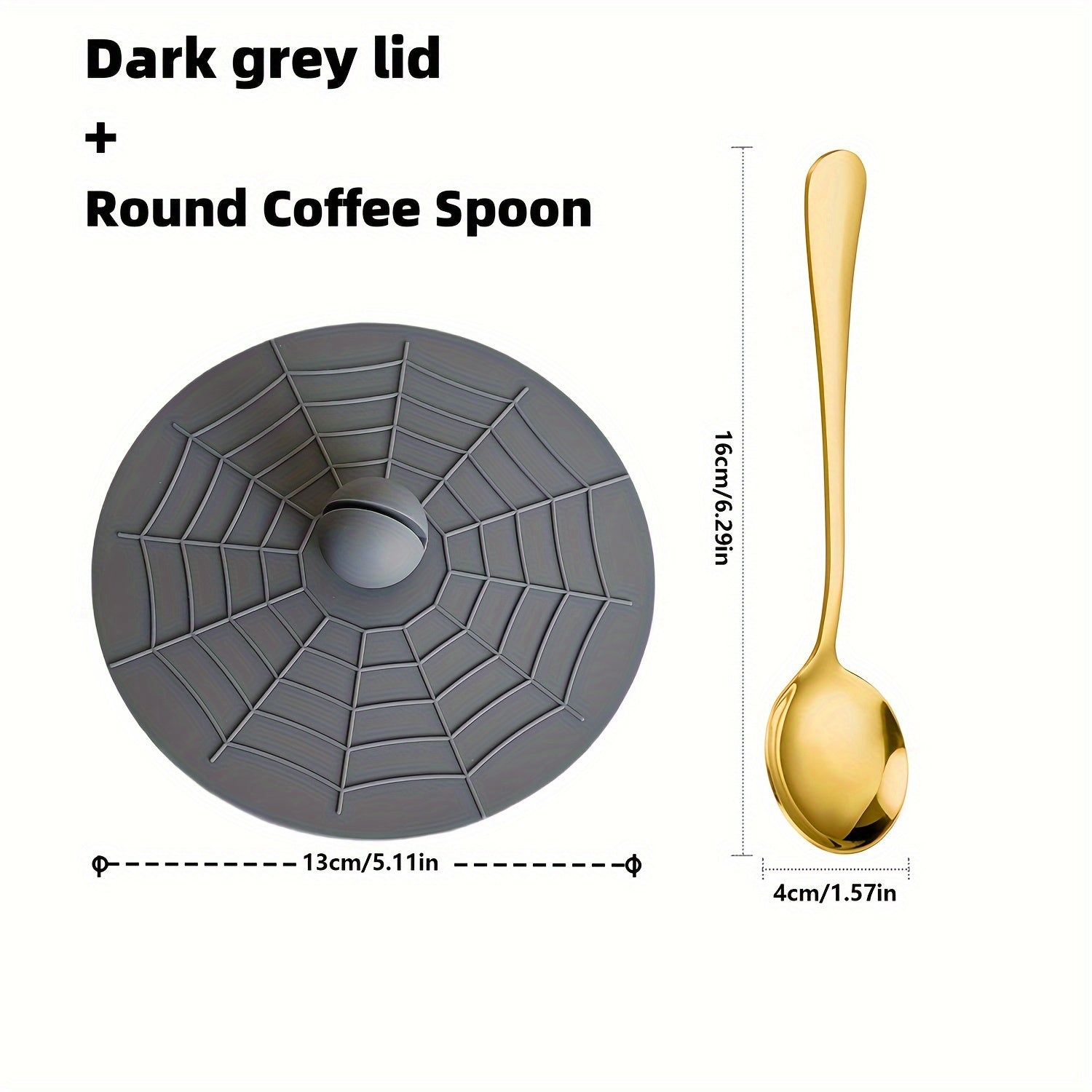 Silicone Cup Lid with Spoon Set Reusable Leakproof Cover for Ceramic Glass Tea Mug