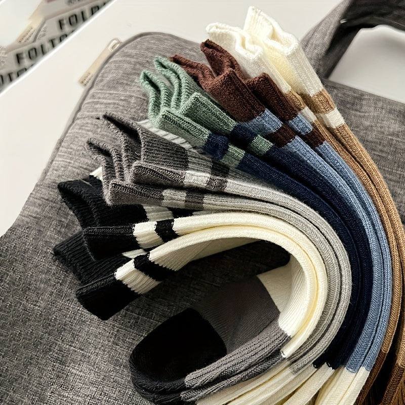 Men's Cotton Low Cut Socks Set of 5 Breathable Odor Control Sweat Absorbing for Spring Summer