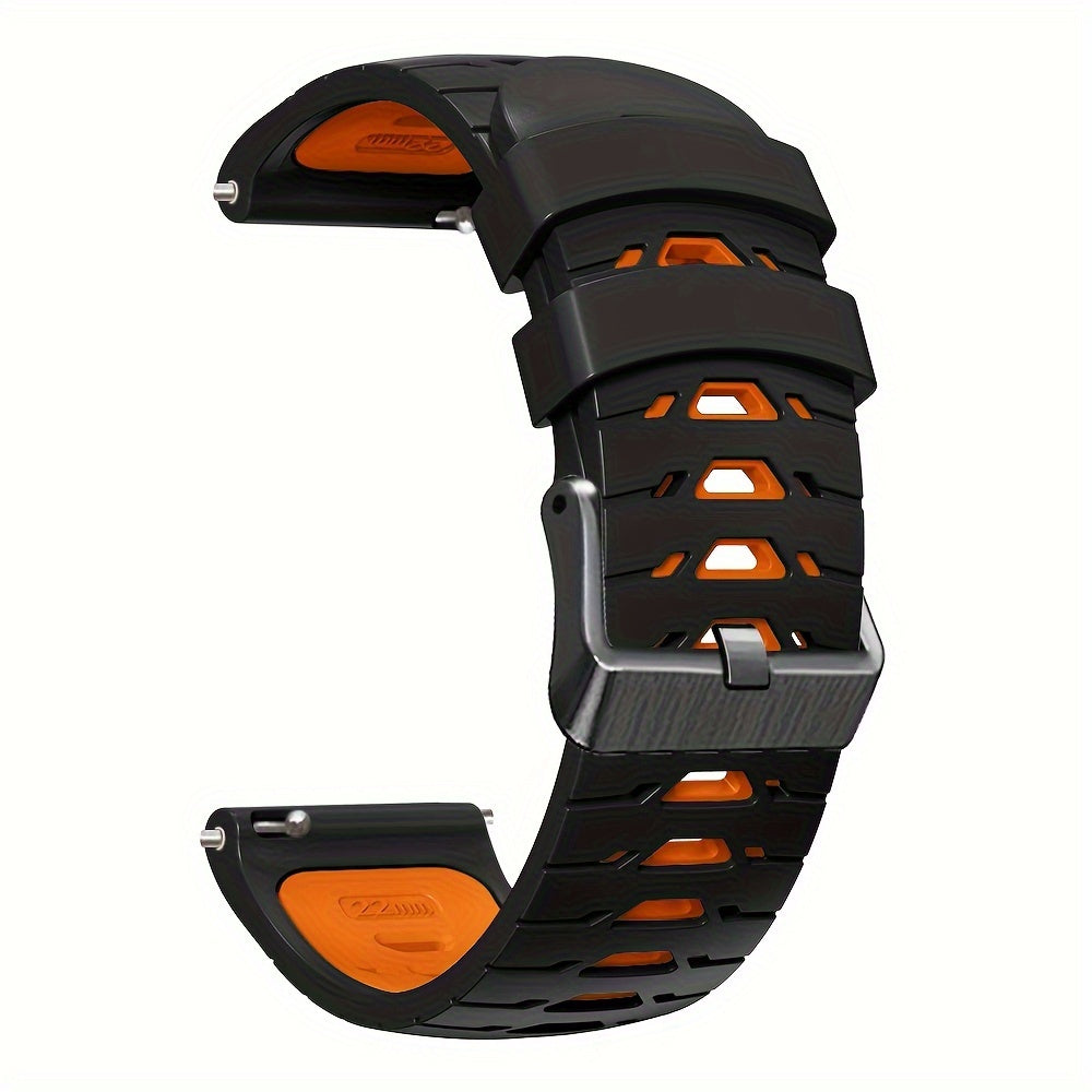 22mm Two-Tone Silicone Smart Watch Strap Breathable Adjustable Replacement for Sports Watches