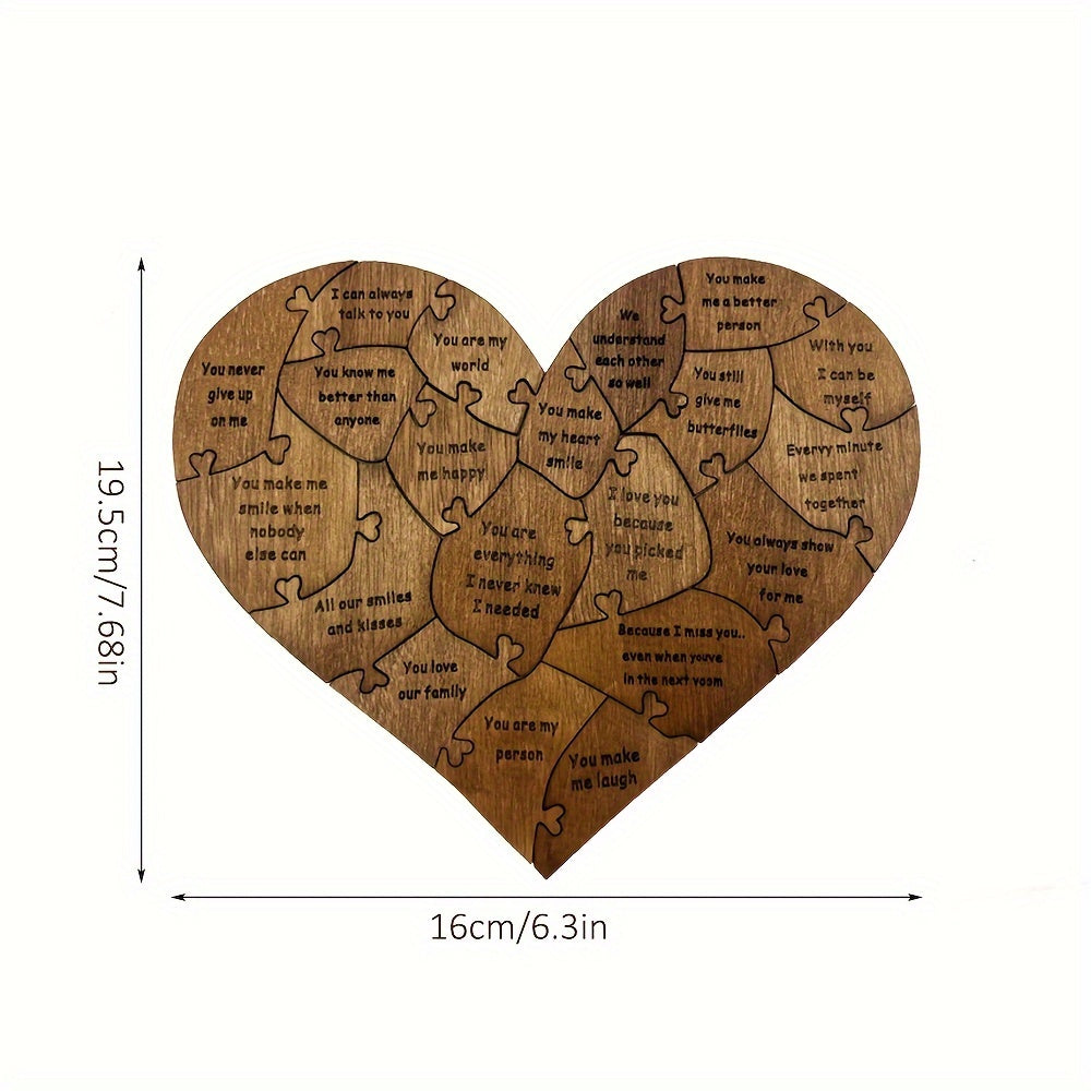Engraved Wooden Puzzle Expressing Love for Him and Her Sentimental Gift