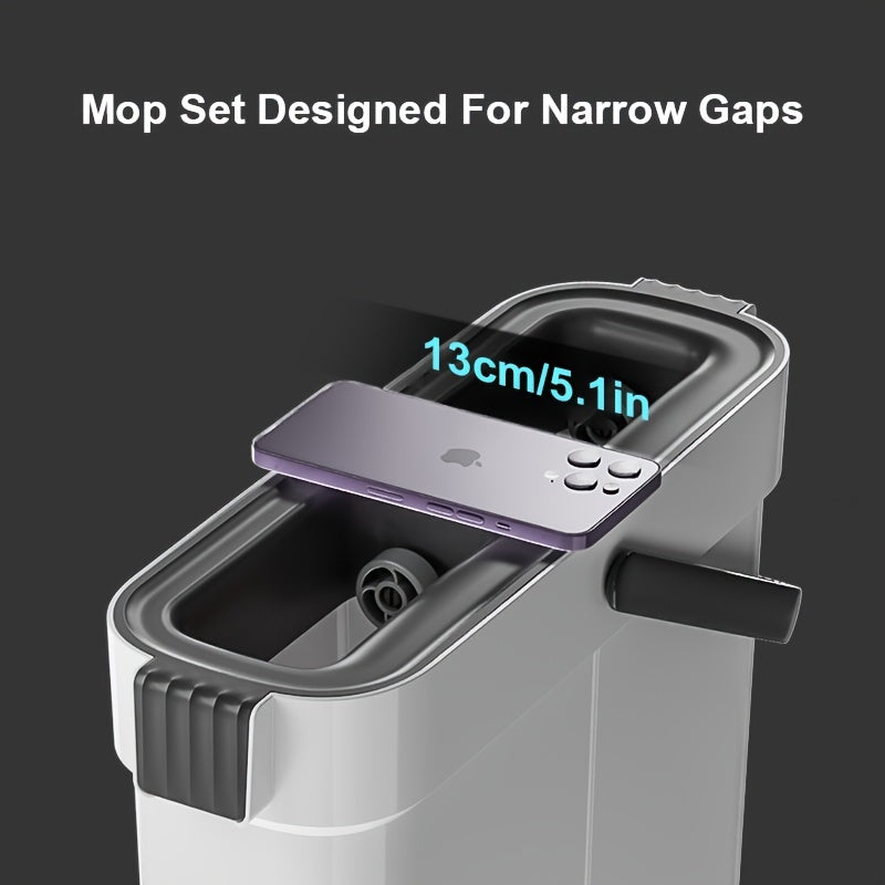 All-in-One Mop and Bucket System with Reusable Pads for Wet and Dry Cleaning