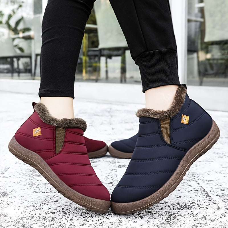 Women's Embroidered Ankle Boots Warm Snow Flat Short Boots