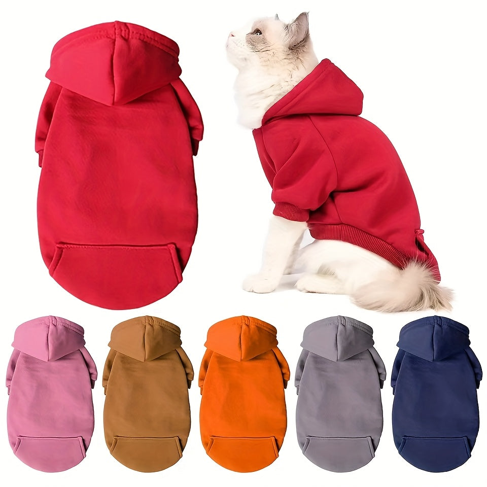 Pet Hooded Sweatshirt for Small to Medium Pets All-Season Polyester Winter Wear in Multiple Colors