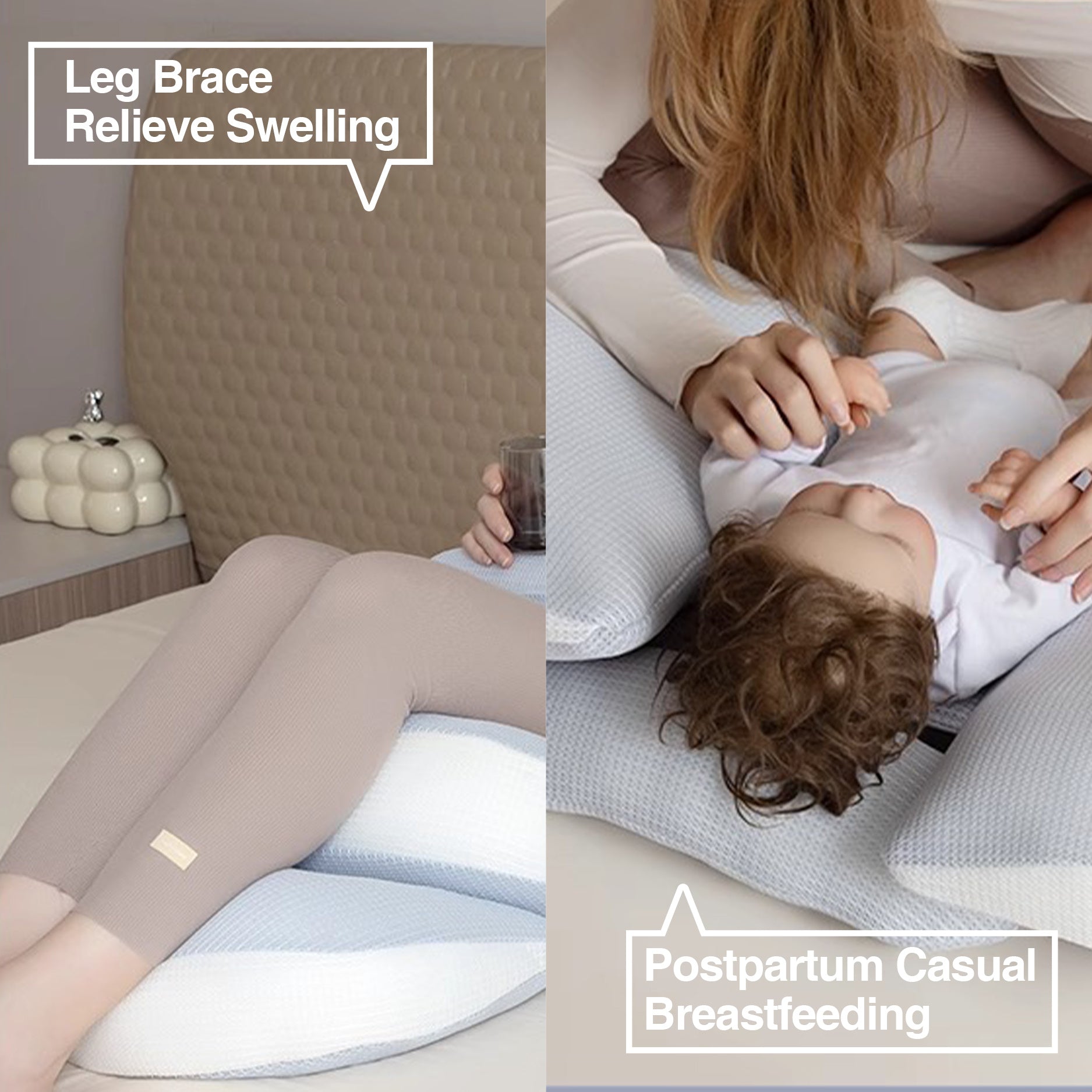 Set of 2 Ergonomic Maternity Pillows for Side Sleeping Full Body Support