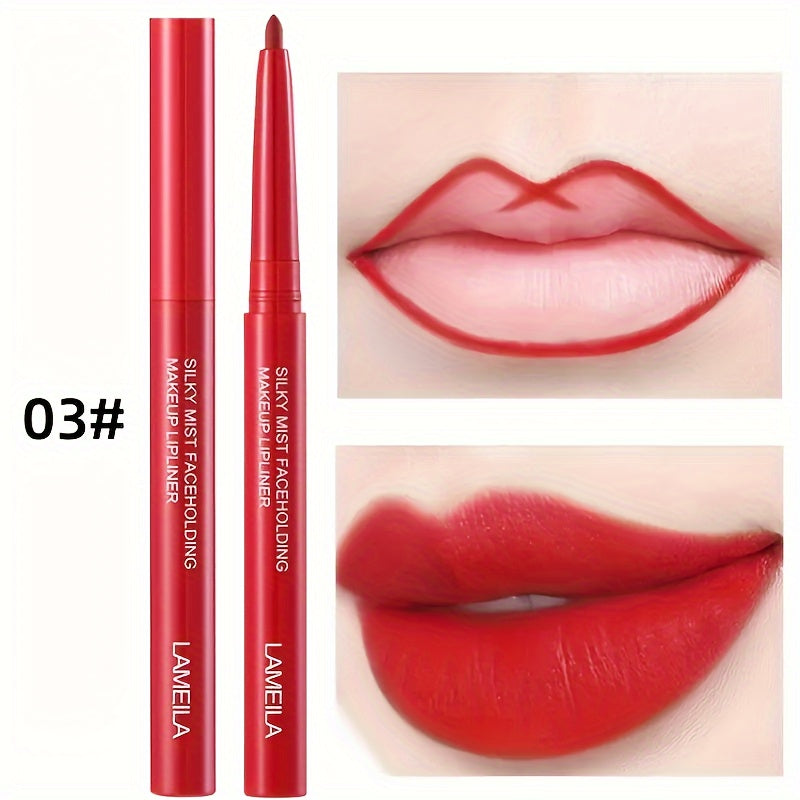 Long-Lasting Waterproof Lip Liner Pencil Matte Finish Smudge-Proof Pink Red Nude