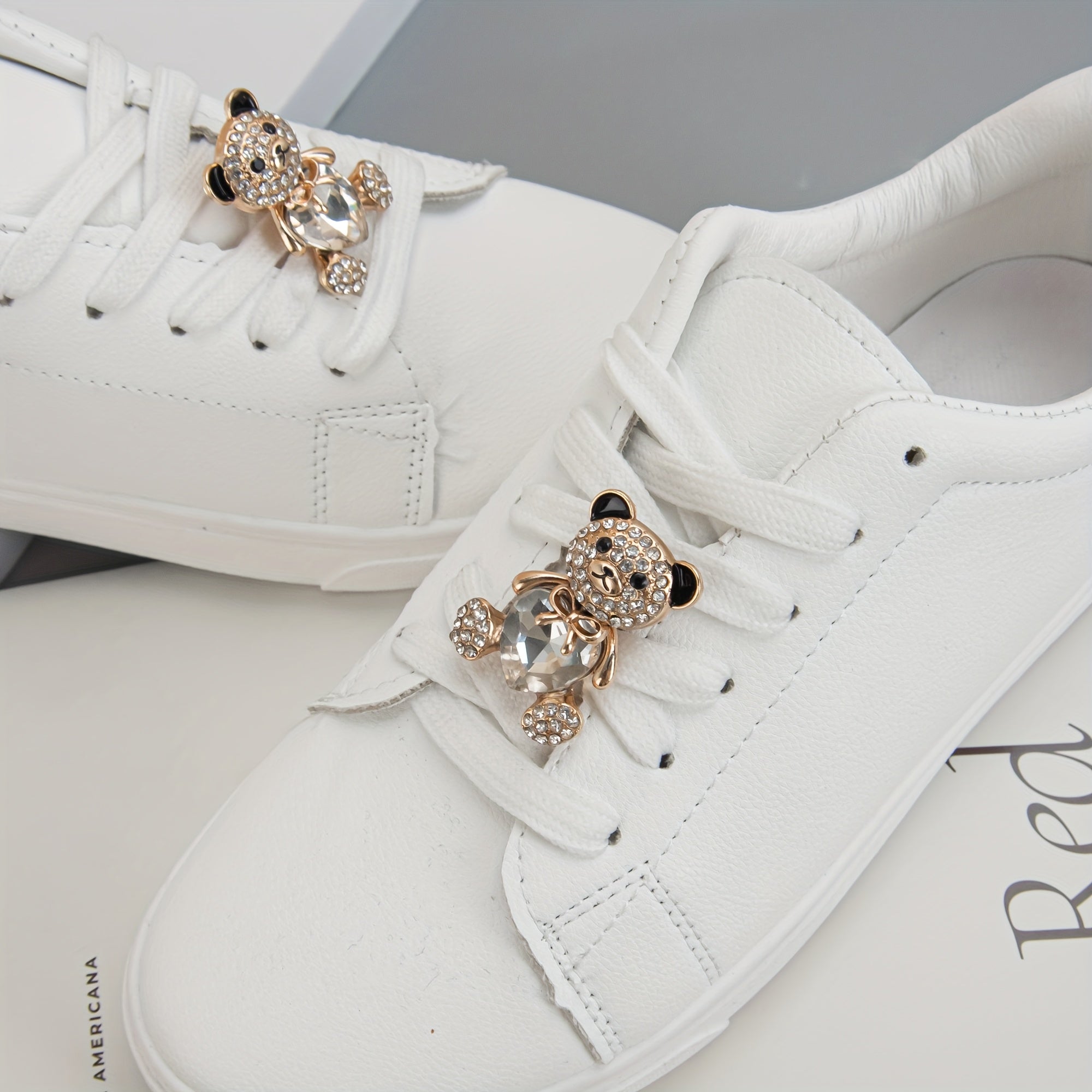 Cute Teddy Bear and Heart Shoe Charms Zinc Alloy Crystal Accents for Sneakers