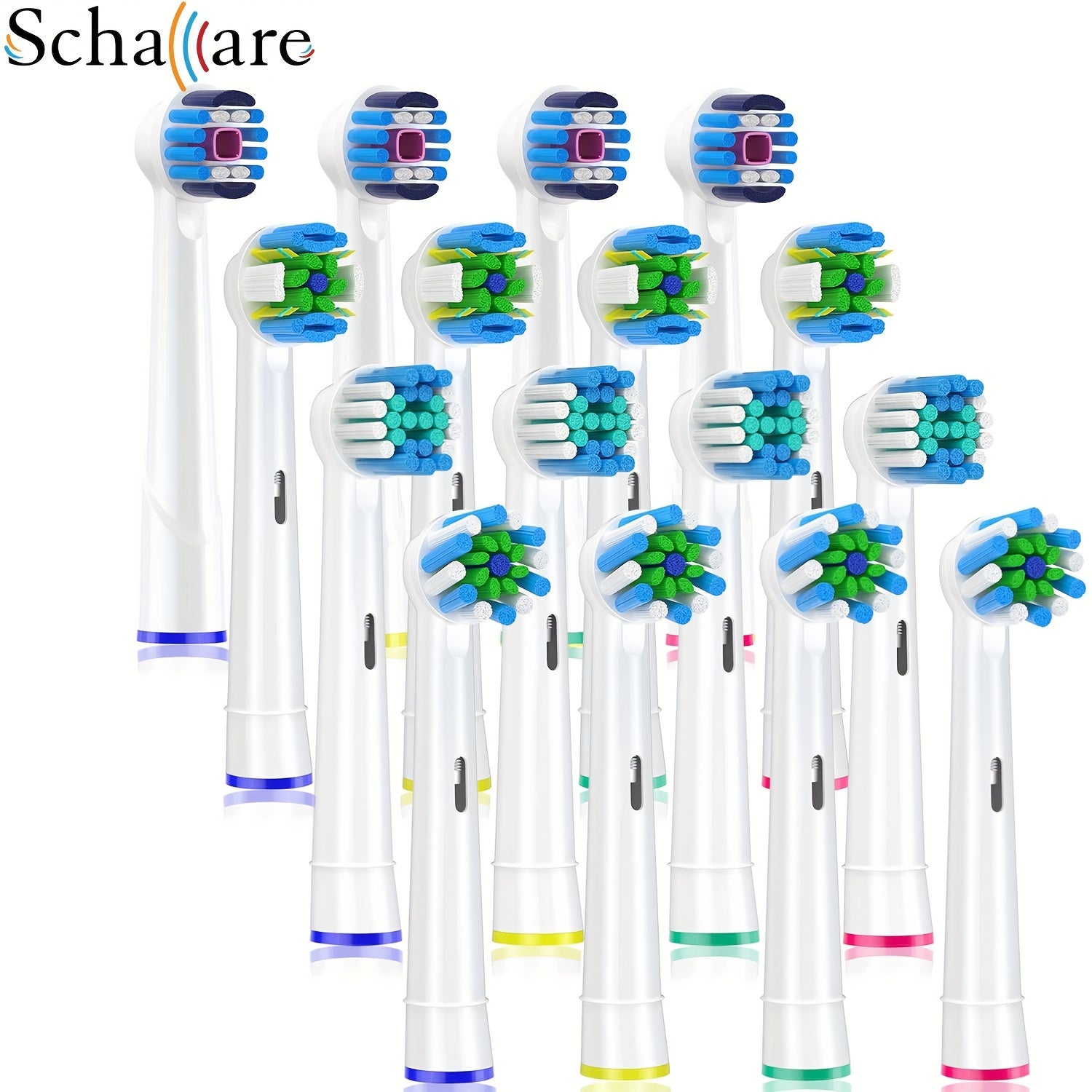 Elektr tish tozalash uchun 16 dona almashtirish tish cho'tkasi boshli tozalash uchun aniq oqartirish