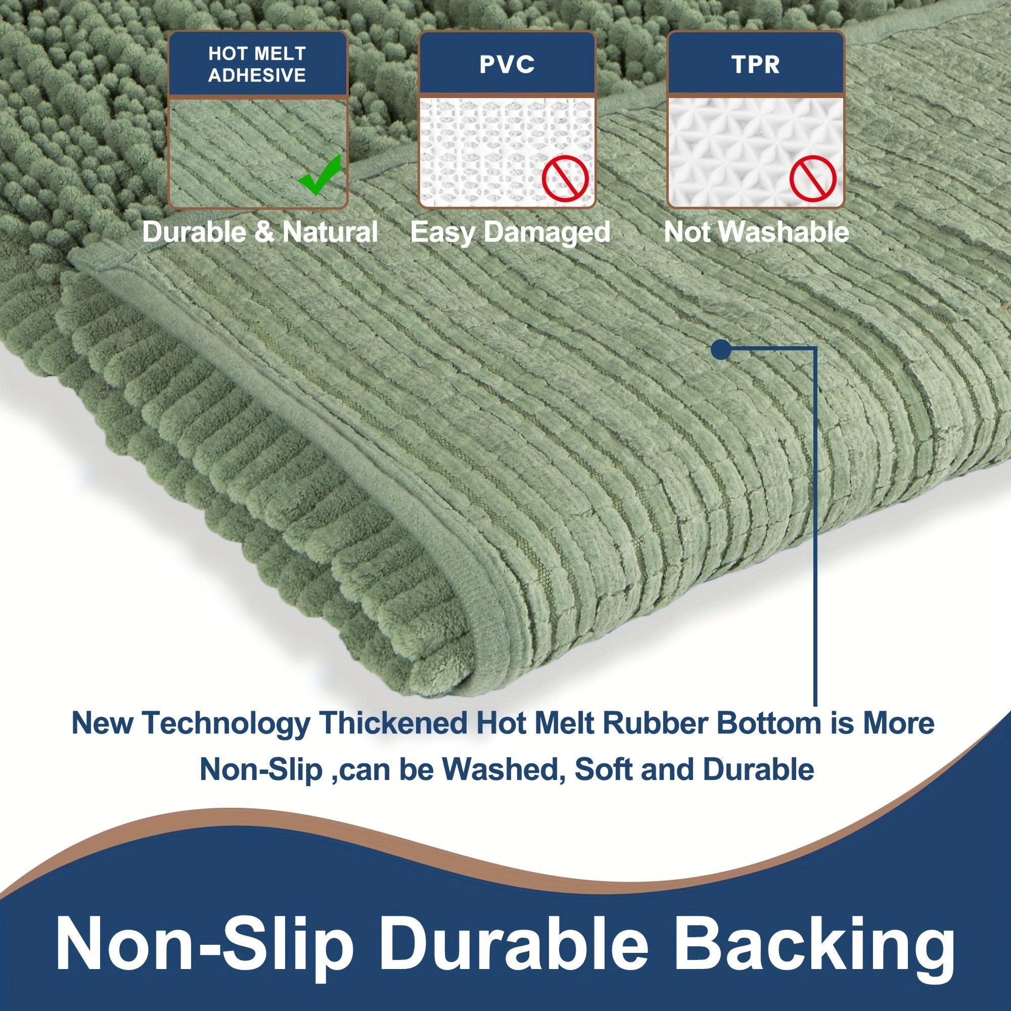 Thick Plush Bath Floor Mat Non-Slip Waterproof Dustproof for Bathroom Kitchen Living Room