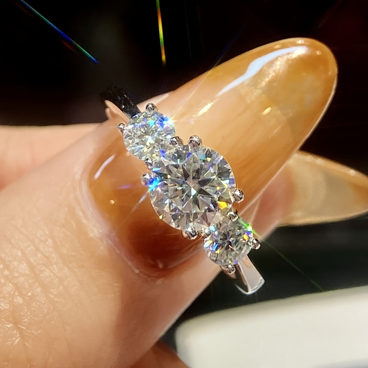 Sterling Silver Engagement Ring for Her 1.6-2CT Moissanite Diamond Sizes 5-11