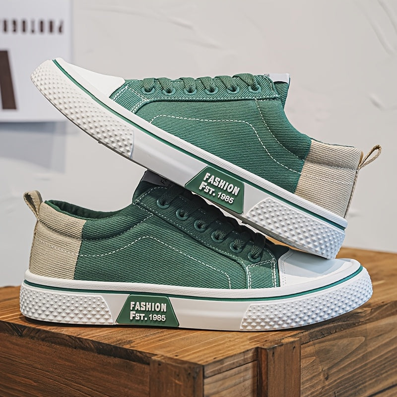 Men's Breathable Canvas Sneakers Low Top Lace-Up Casual Shoes for Outdoor Activities