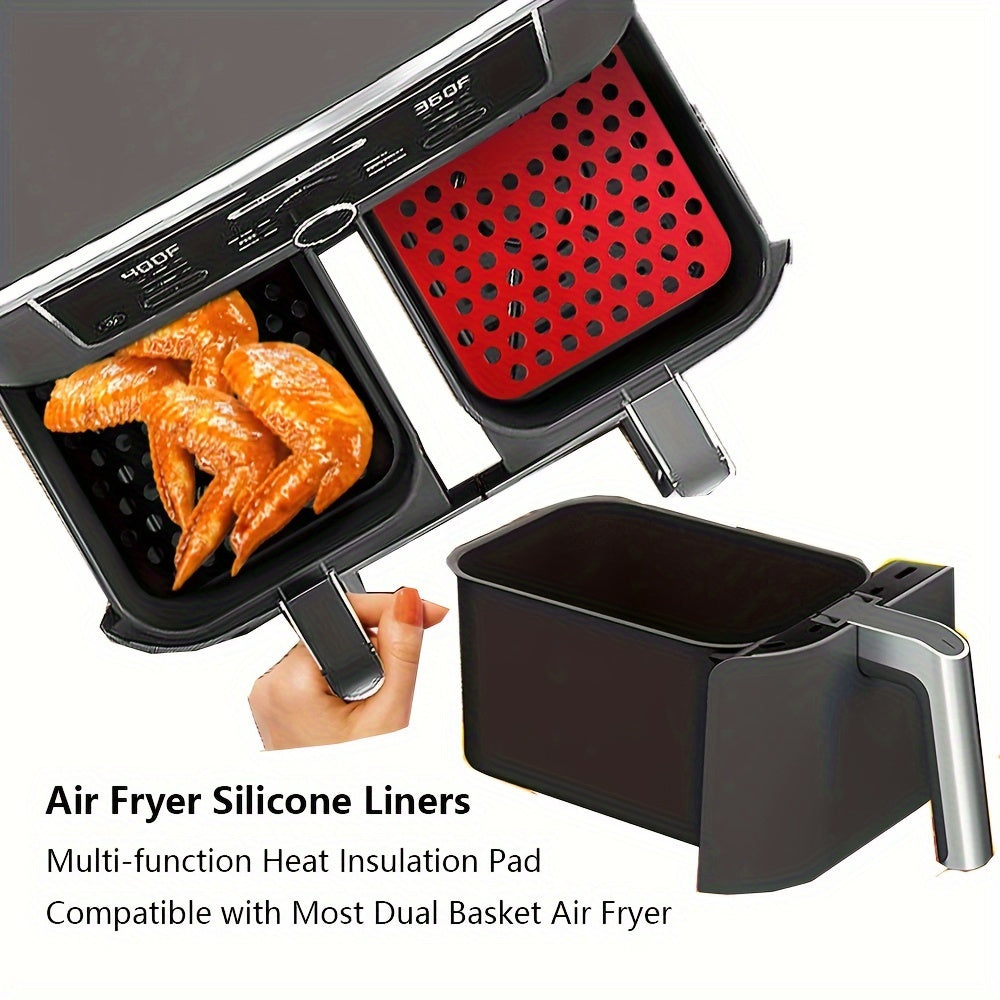 Reusable Silicone Air Fryer Liner Set of 2 Non-Stick Baking Mats for Air Fryers