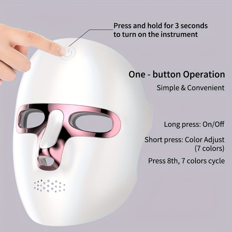 7-Color Yuz Go'zallik Maskasi Qurilmasi USB bilan qayta zaryadlanadigan portativ terini parvarish qilish uskunasi, Sevgililar kuni sovg'asi uchun