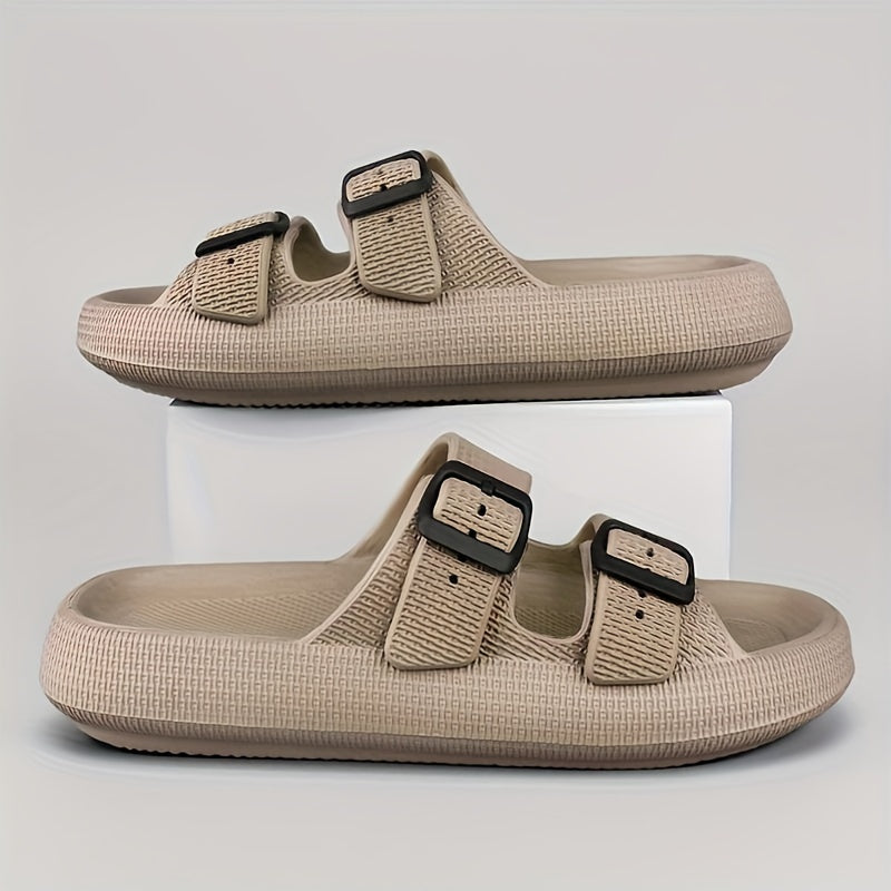 Men's EVA Slides Casual Open Toe Slip On with Buckles for Indoor Outdoor Summer