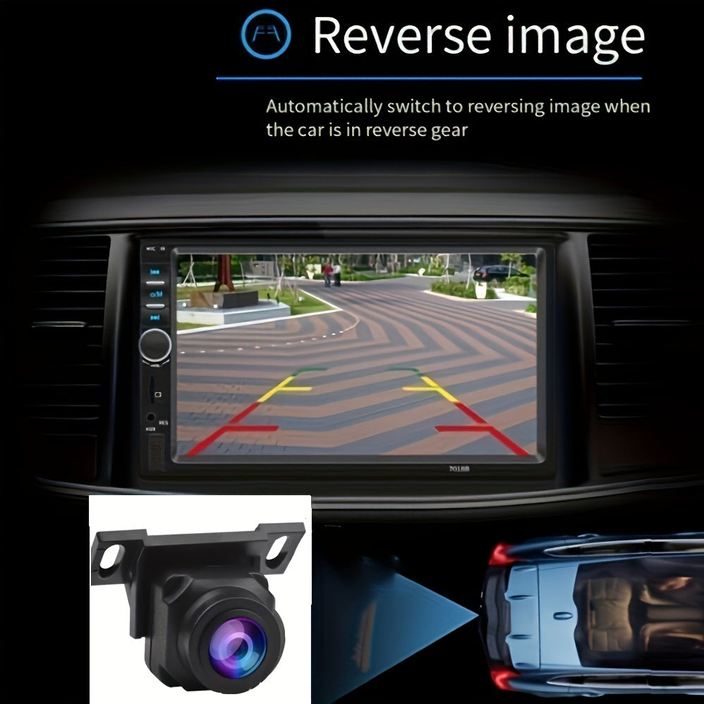 Estéreo de coche Double Din de 17.78cm con cámara de respaldo, inalámbrico, USB, AUX, TF, Mirror Link