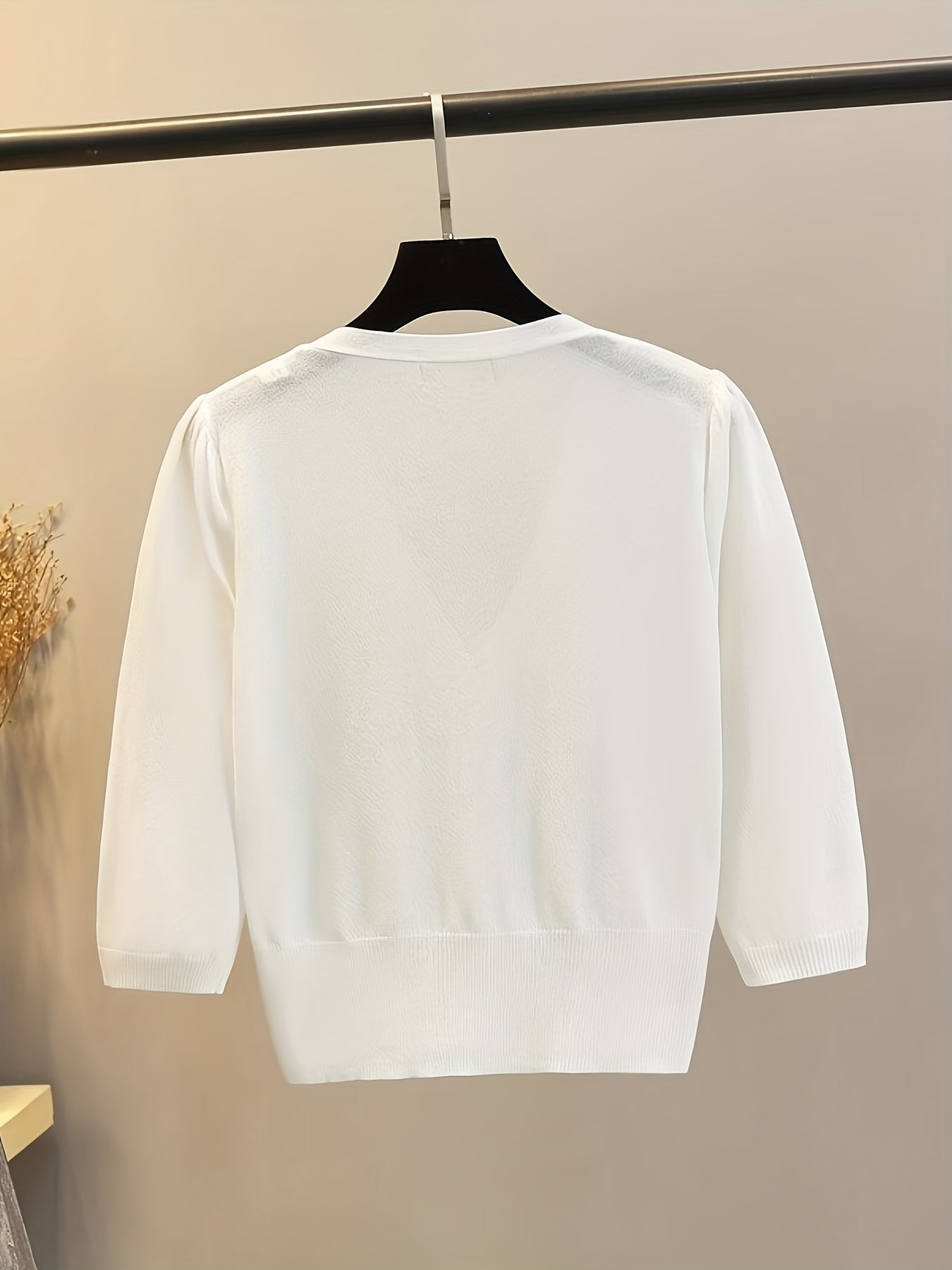 Plus Size Women's Light Blue Silk-Feel V-Neck Short Sleeve Cardigan