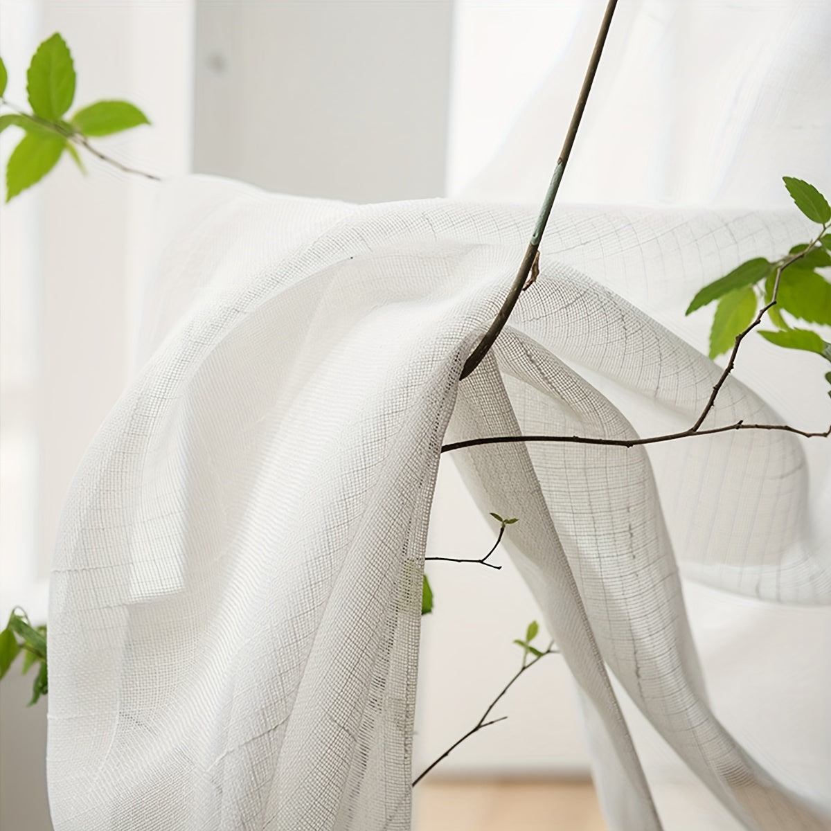 Sheer Curtain with Striped Design Polyester Rod Pocket for Living Room Balcony