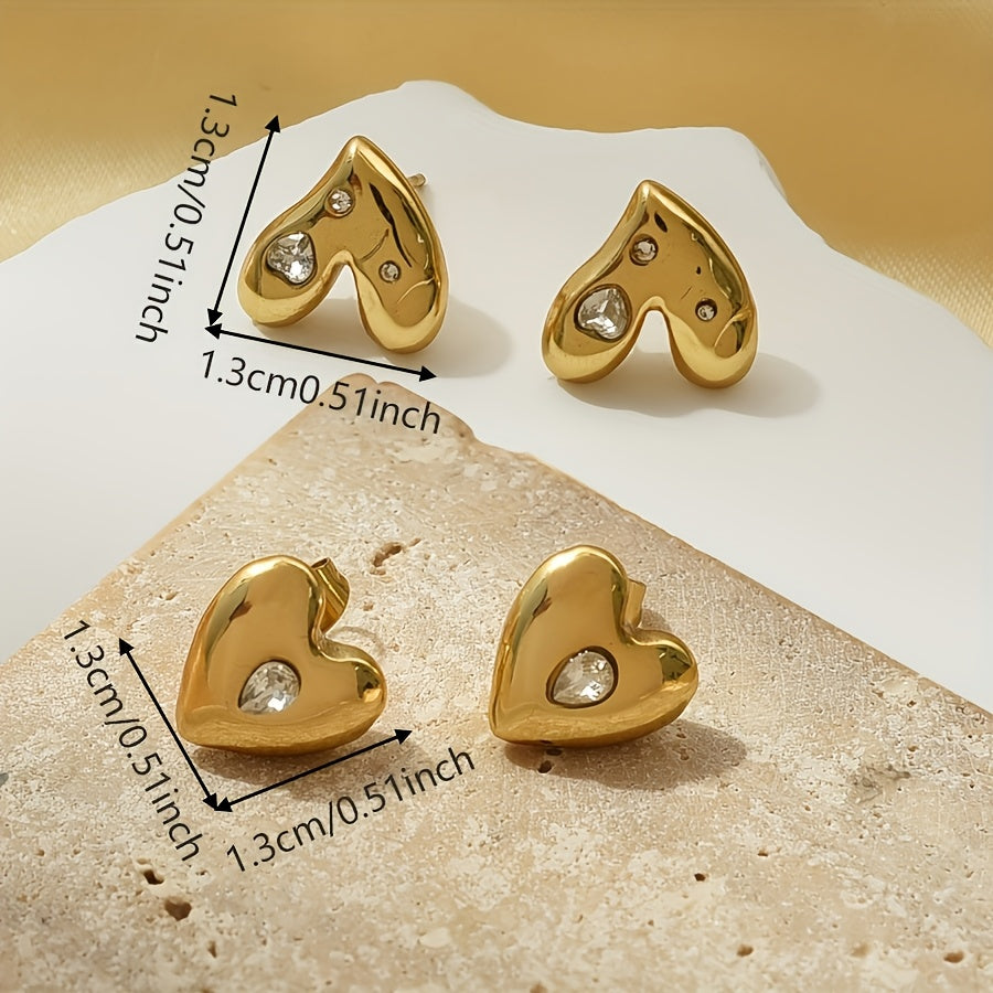 "Valentine's Day yurak shaklidagi rhinestone stud bilaguzuklari zanglamas po'latdan - oddiy va zamonaviy dizayn, har qanday tadbir uchun mos. Ayollar uchun abadiy zargarlik buyumlari, qiz do'sti yoki xotin uchun ideal sovg'a."