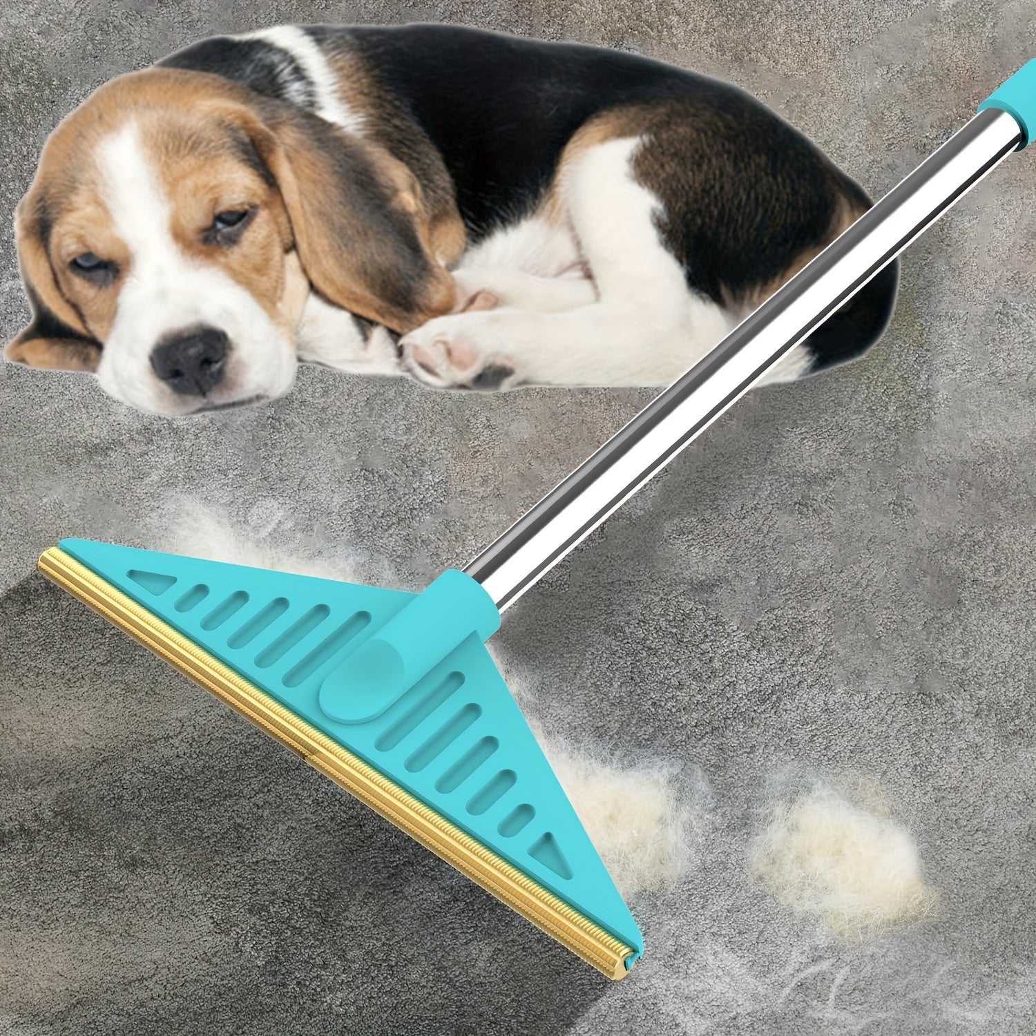 Long-Handled Pet Hair Remover Brush for Carpets Couches and Beds