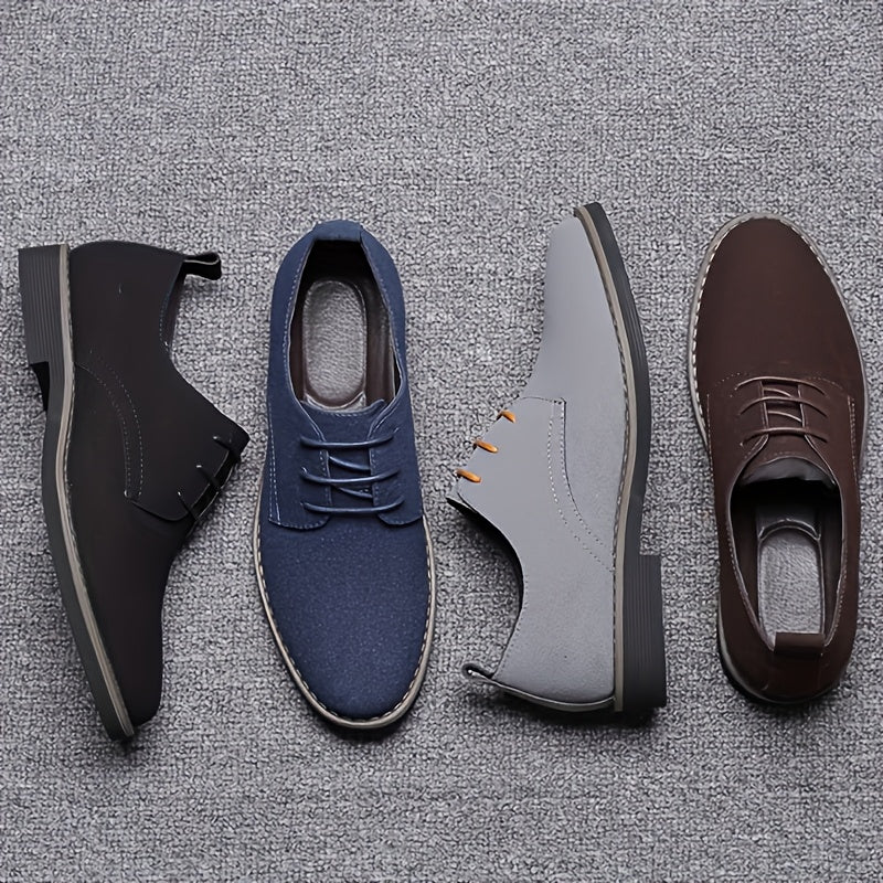 Men's Black Leather Oxford Sneakers with Rubber Sole for Business and Casual Wear