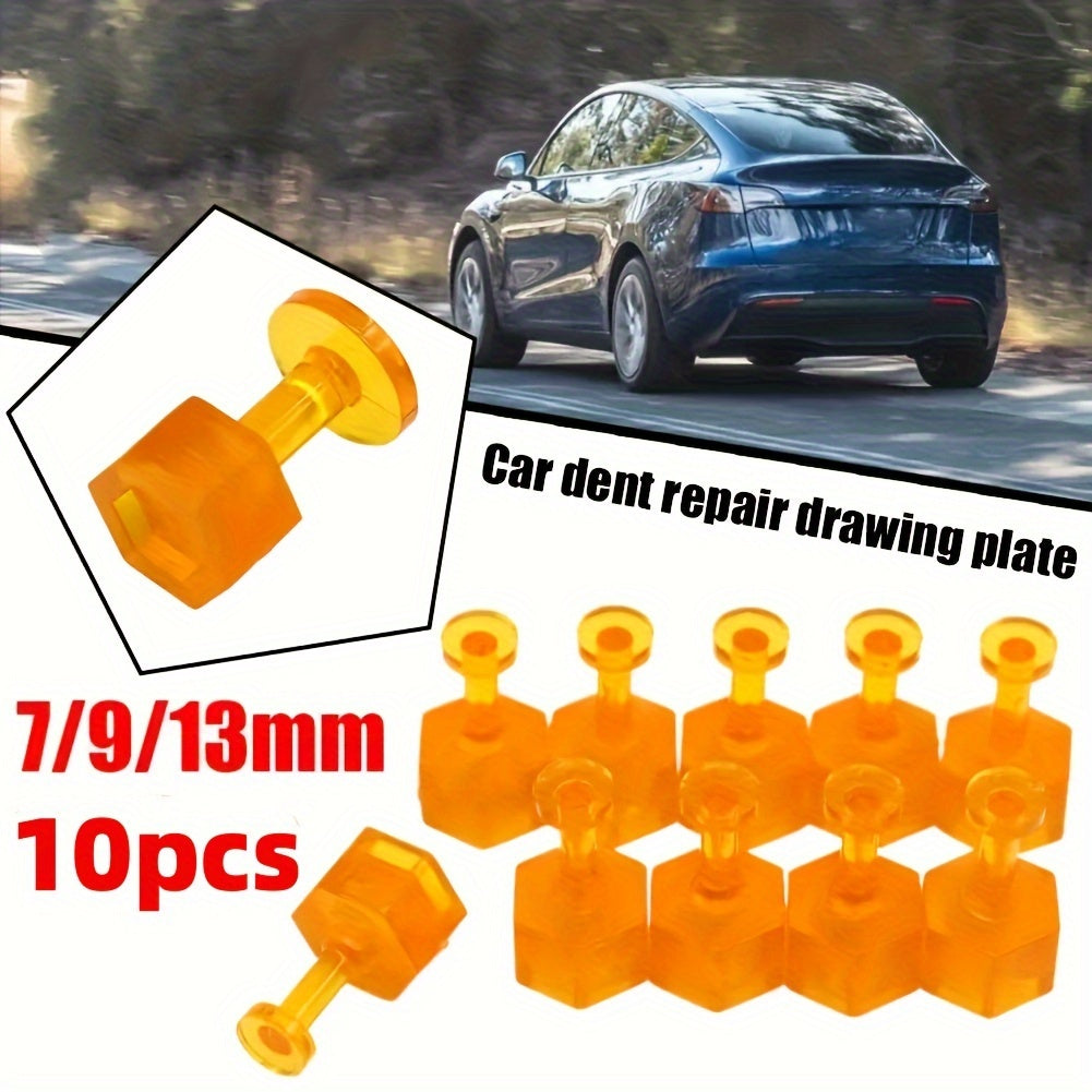 10 Pcs Auto PDR Glue Tabs Dent Removal Tools Orange Repair Kit