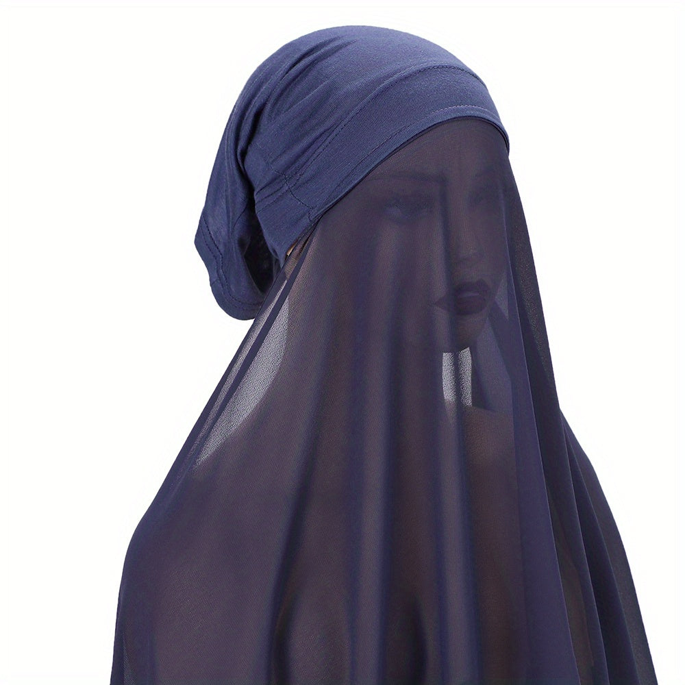 Women's Chiffon Instant Hijab Set with Tube Undercap Lightweight Head Cover