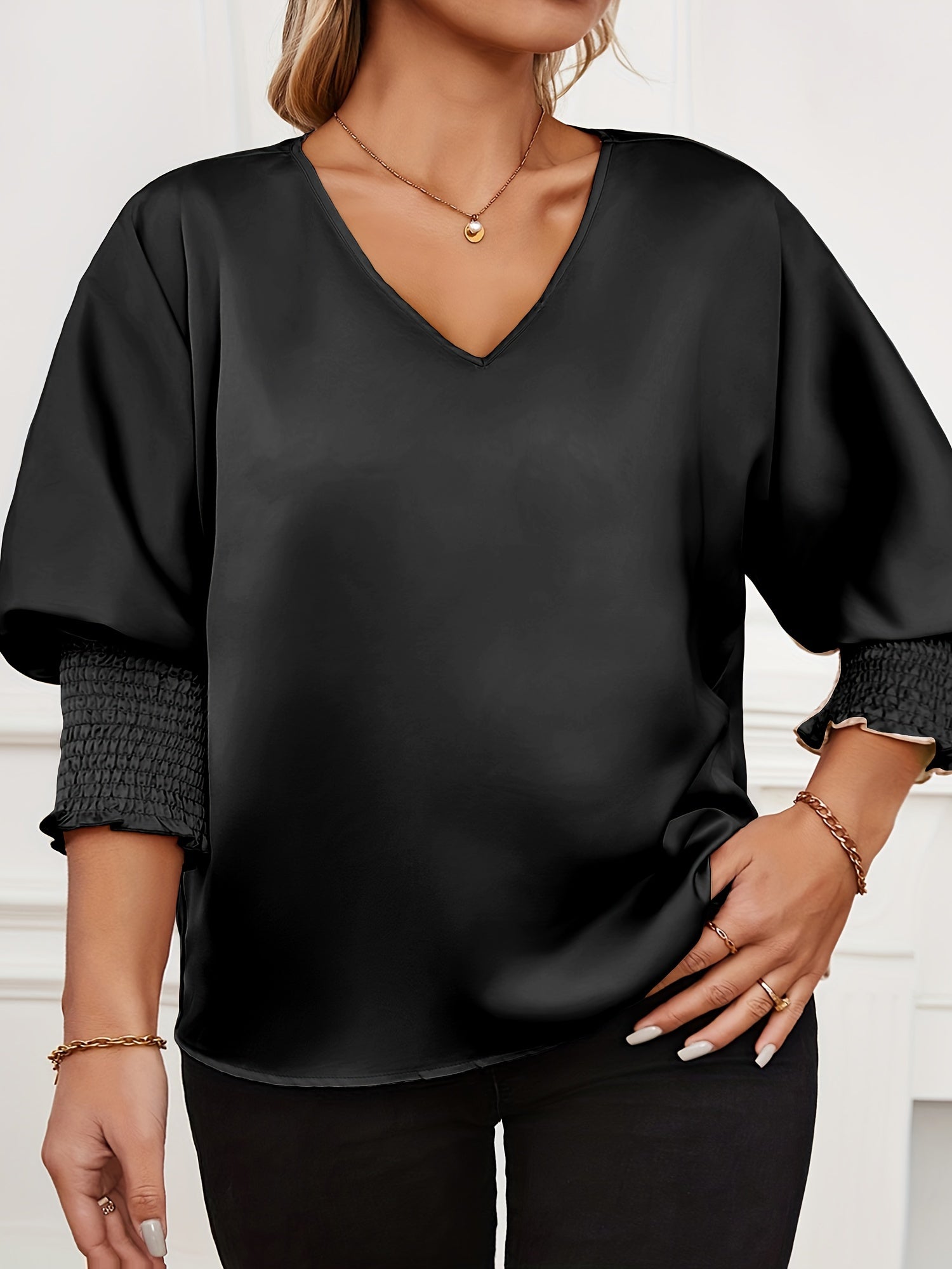 Plus o'lcham saten batwing qo'lqopli erkin fit ta'til ko'ylagi ayollar uchun