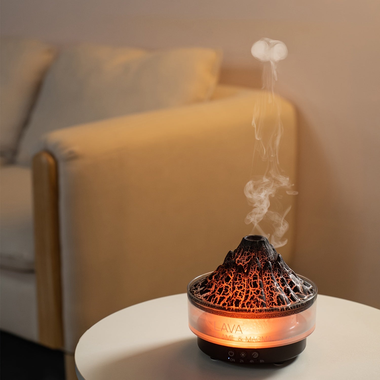 Large Capacity Volcano Crackle Humidifier with Aromatherapy LED Lights USB Powered for Home Office