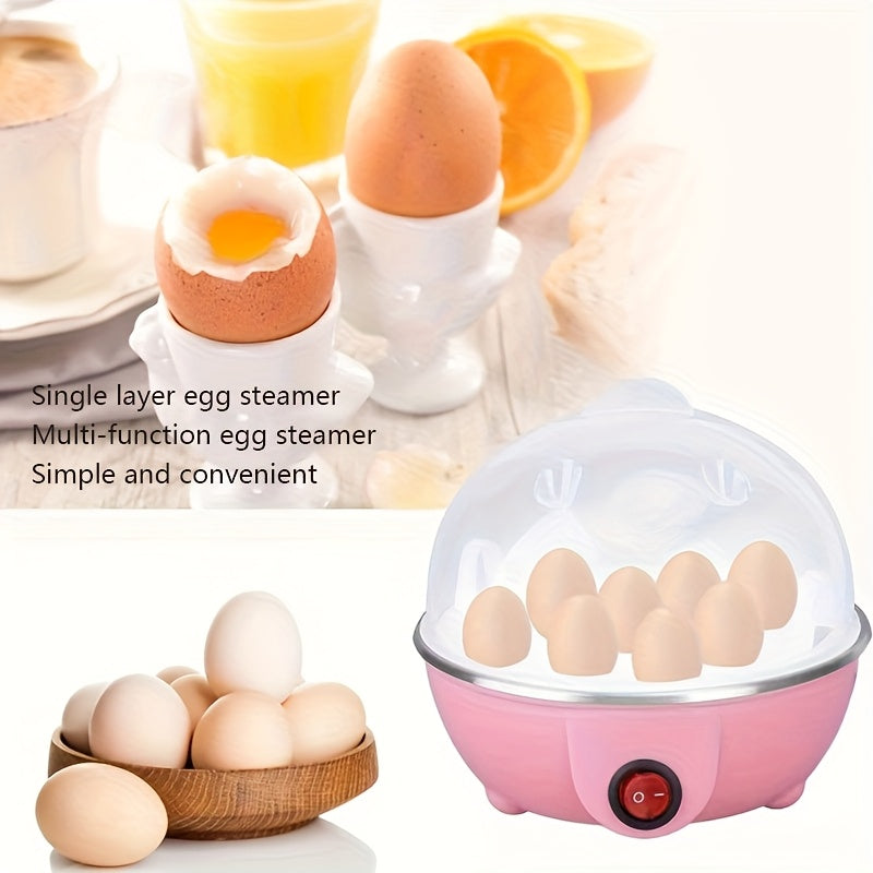 7 tuxum sigʻimi avtomatik oʻchirish tuxum pishiruvchi, zanglamaydigan poʻlatdan yasalgan isitish plitasiga ega