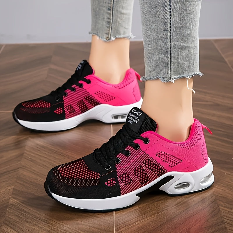 Zapatillas de correr casuales y de fitness con bloque de color transpirable para mujer