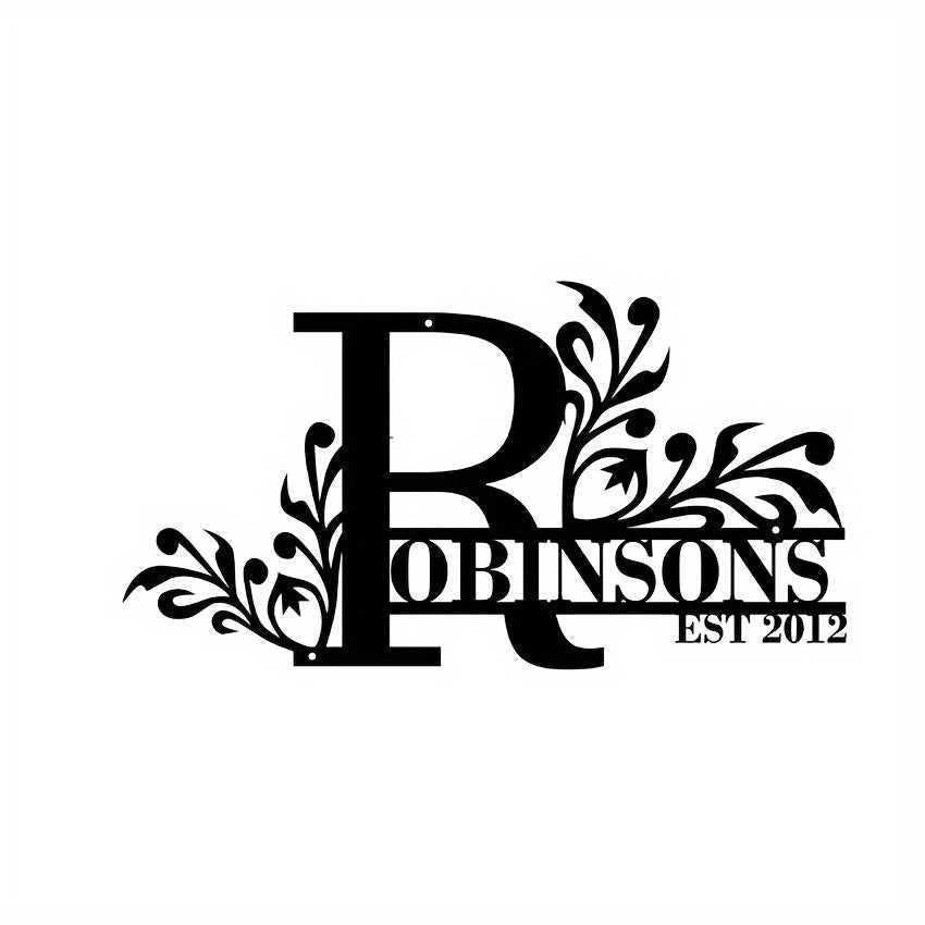 Personalized Metal Family Name Sign Custom Last Name and Date Outdoor Door Hanger