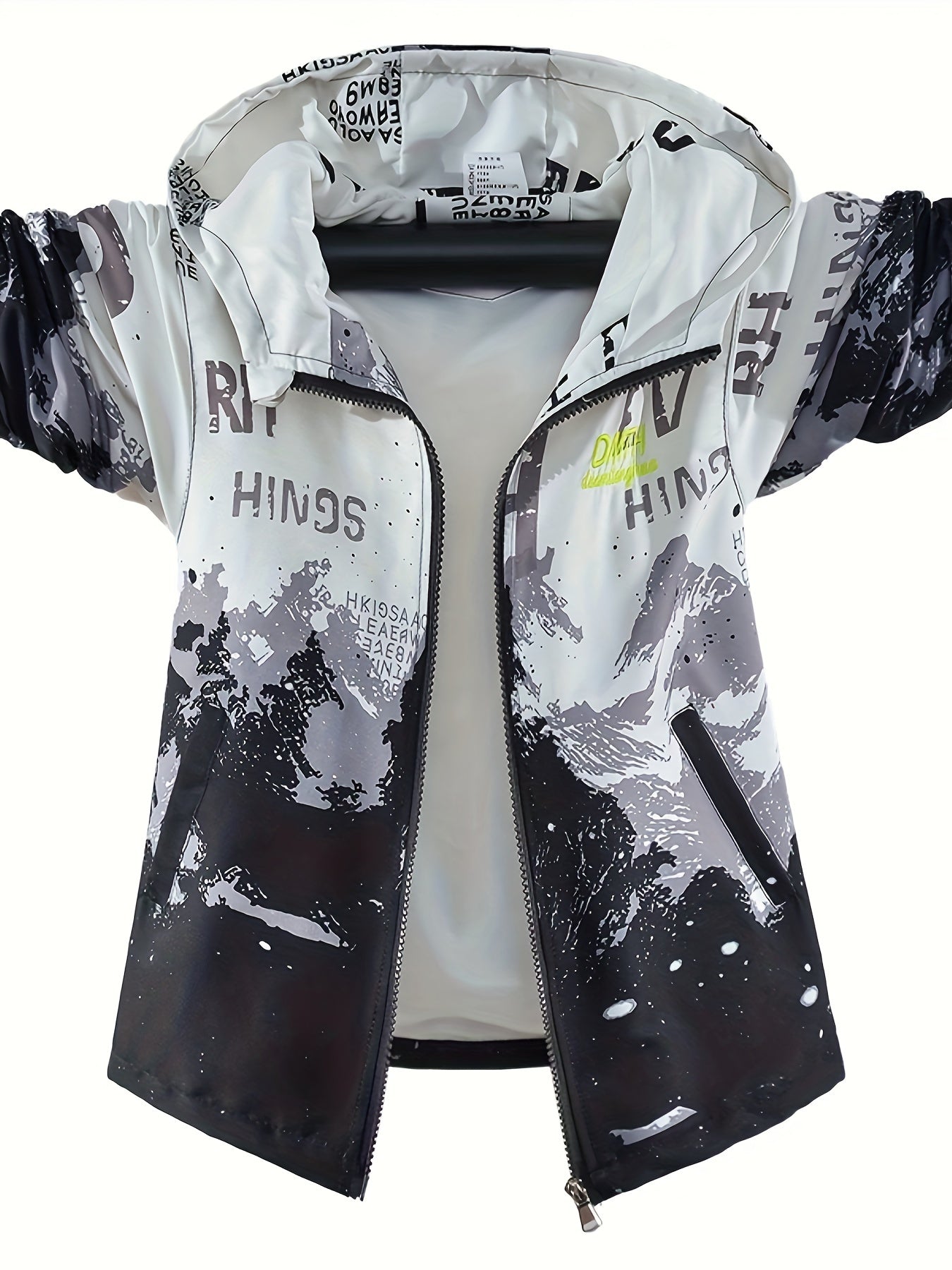 Мужская ветровка с капюшоном, весна-осень, повседневная, с мультяшным принтом, из полиэстера, свободный крой