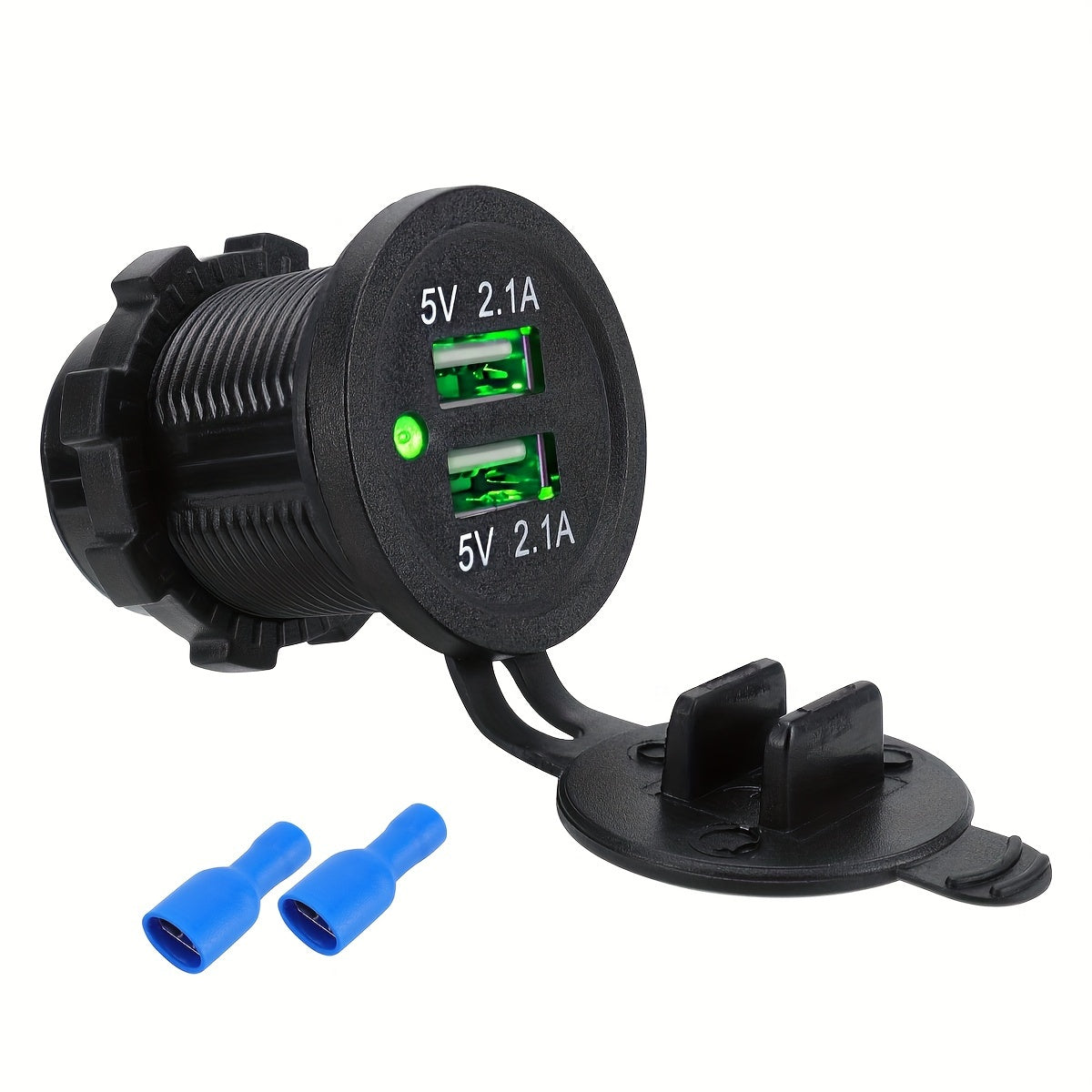 Enchufe de cargador de coche con doble USB universal para vehículos y motocicletas