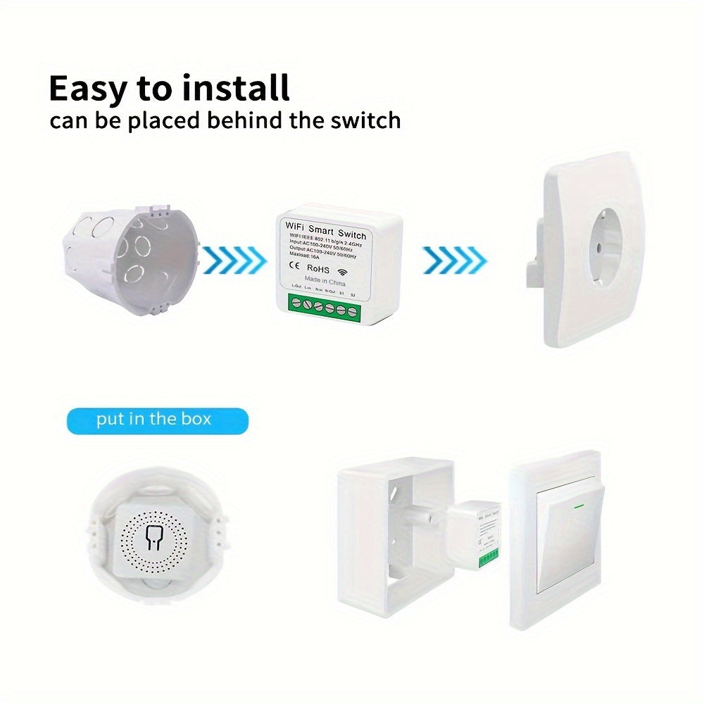 16A WiFi Smart Switch Compatible with Alexa Google Home Remote Voice Control DIY Mode LAN Control Without Hub