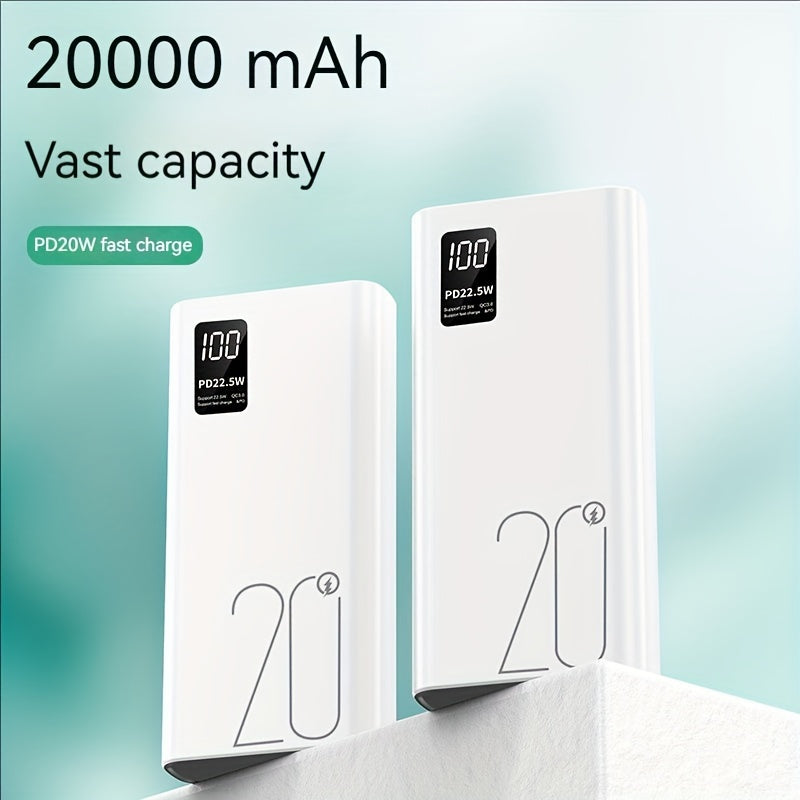 20000mAh Fast Charging Power Bank with Digital Display USB-C Dual USB Ports