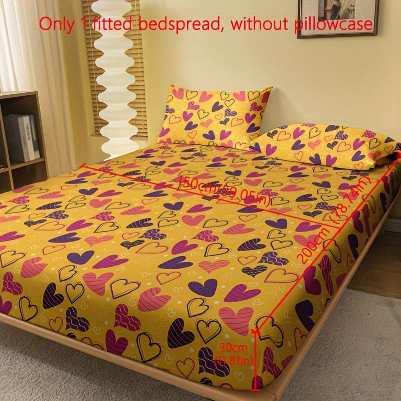 Soft Heart Print Fitted Sheet Deep Pockets Bed Bedroom Guest Room