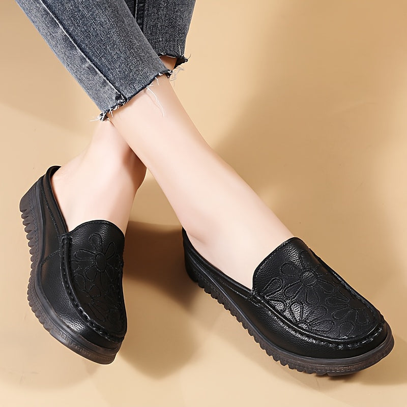 Women's Lightweight Slip-On Mules with Flat Heel and Plain Toe Man-Made Materials All-Season