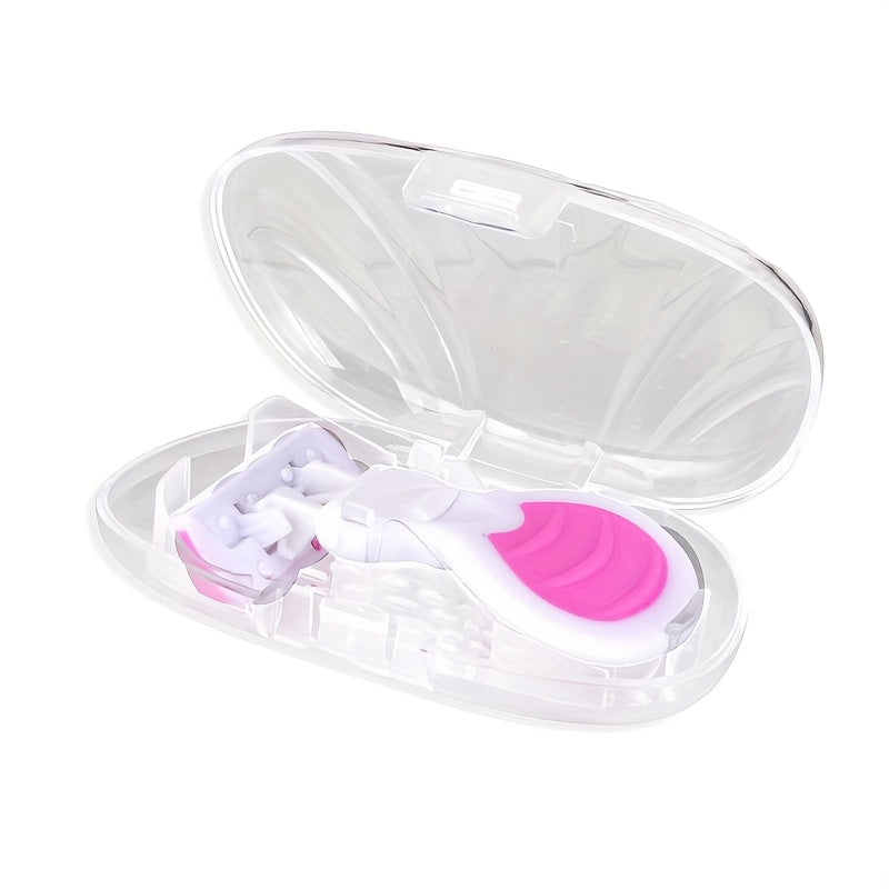 Women Compact 6-Layer Manual Razor with Non-Slip Handle and Replaceable Blades